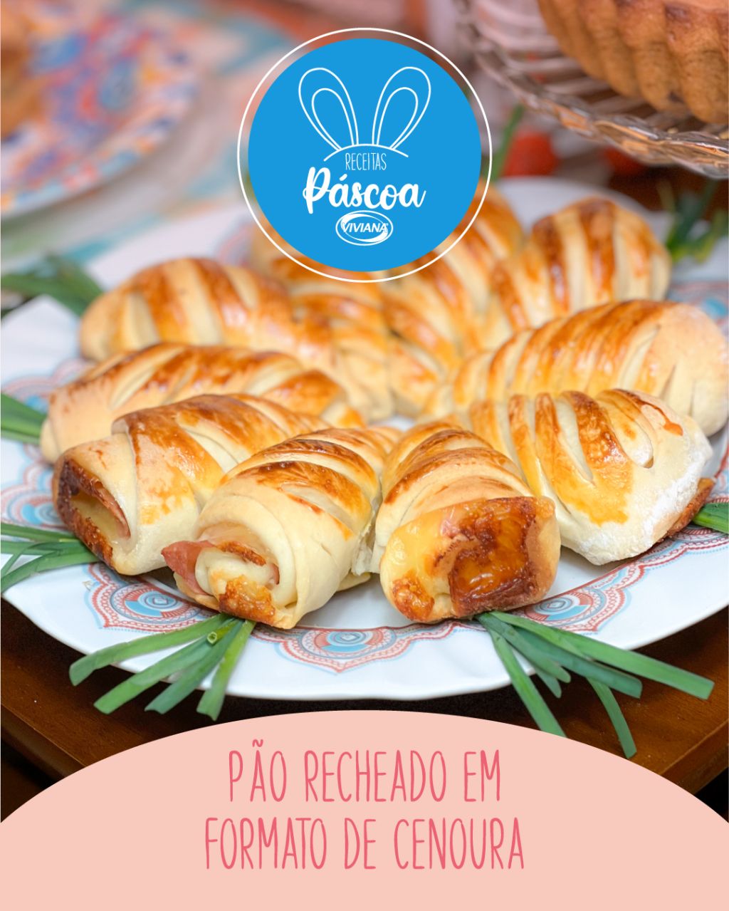 Pão recheado de presunto e queijo