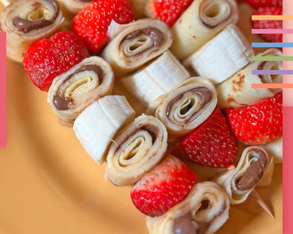 Espetinho de crepe com nutella